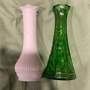 Depression glass small vases